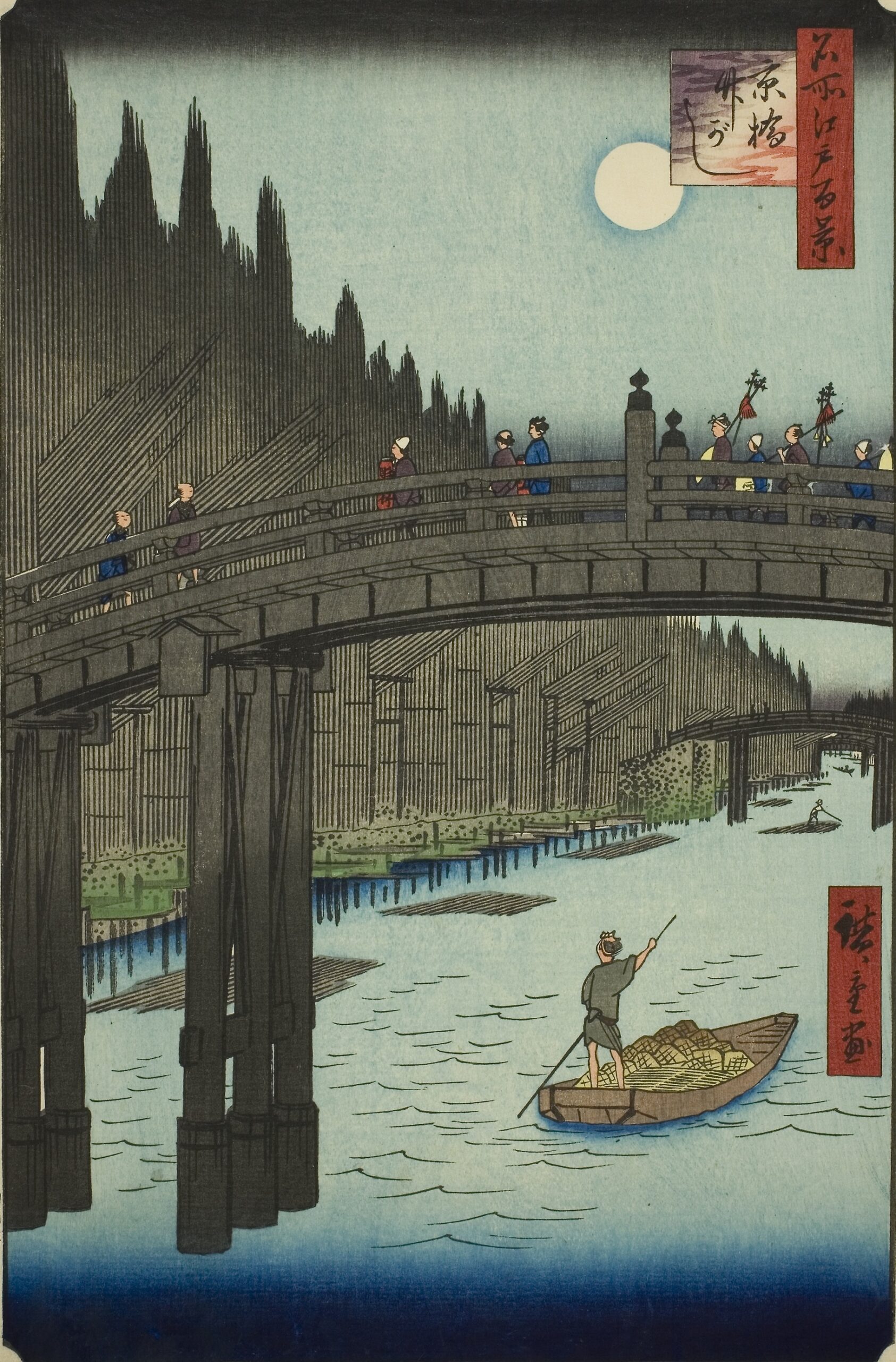 Utagawa Hiroshige One Hundred Famous Views of Edo Kyobashi Bamboo Grove　　歌川広重